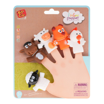 Zestaw 5 Pacynek na palce dla dzieci 3+ Farma Wiejskie Zwierzęta + Wodoodporne + Wykonane z gumy